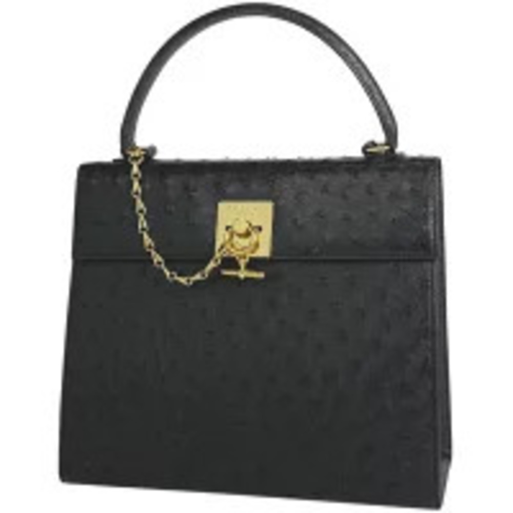 Celine Handbag Tote Bag Ostrich Leather Black